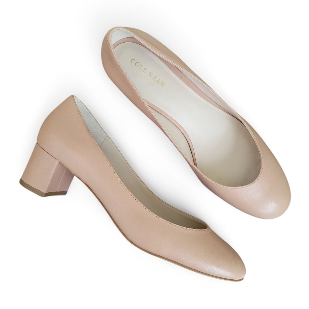 Cole Haan Grand OS Leslie Nude Block Heel Pumps Genuine Leather Size 8.5